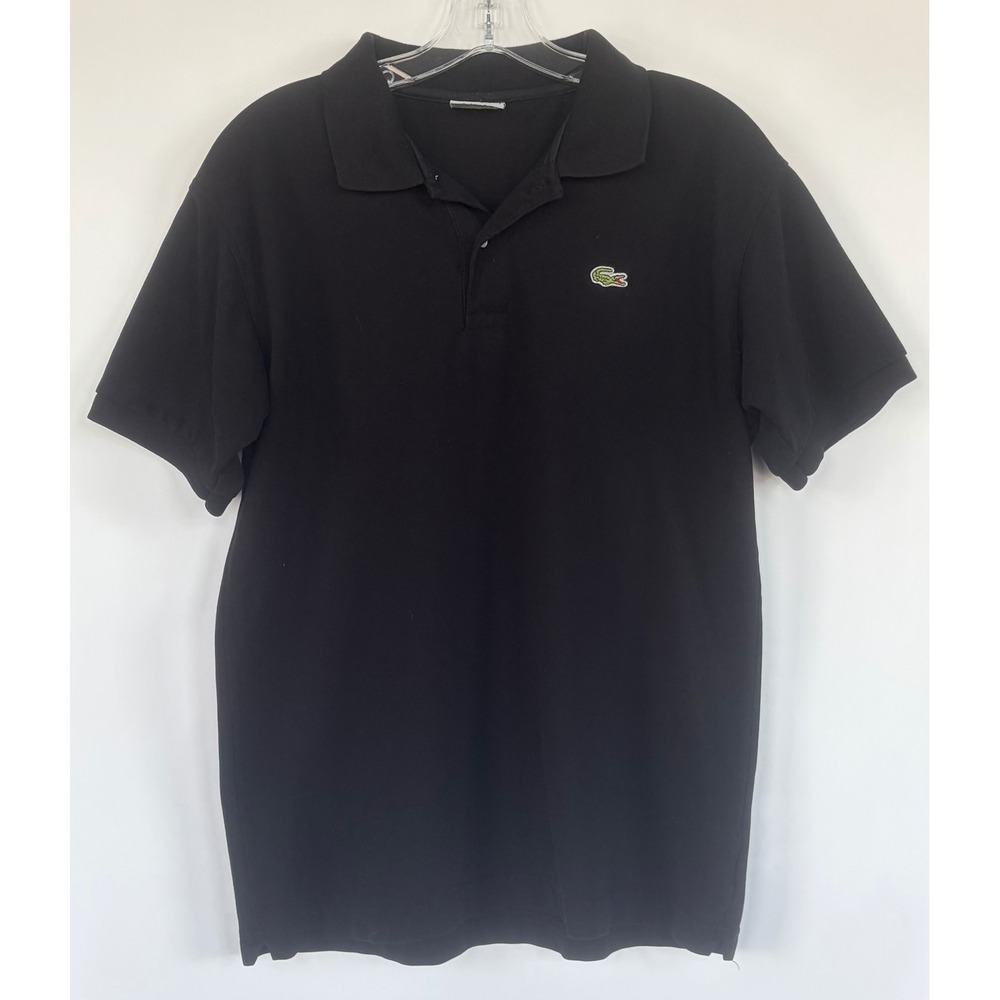 Vintage Lacoste Made in France Black Pique Polo Shirt Mens Size 6 XL - Picture 1 of 7